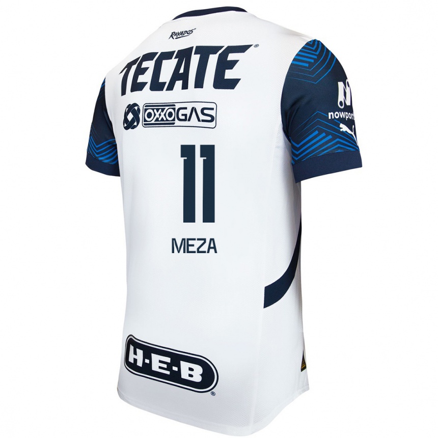 Men Football Maximiliano Meza #11 White Blue Away Jersey 2024/25 T-Shirt Nz