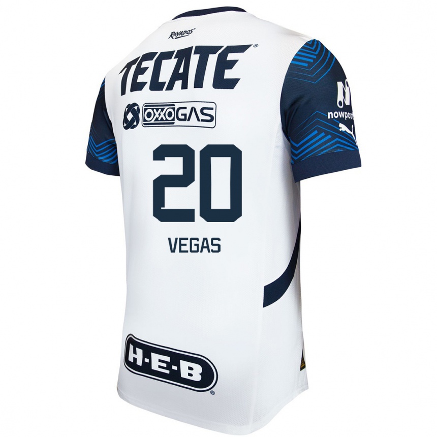 Men Football Sebastián Vegas #20 White Blue Away Jersey 2024/25 T-Shirt Nz