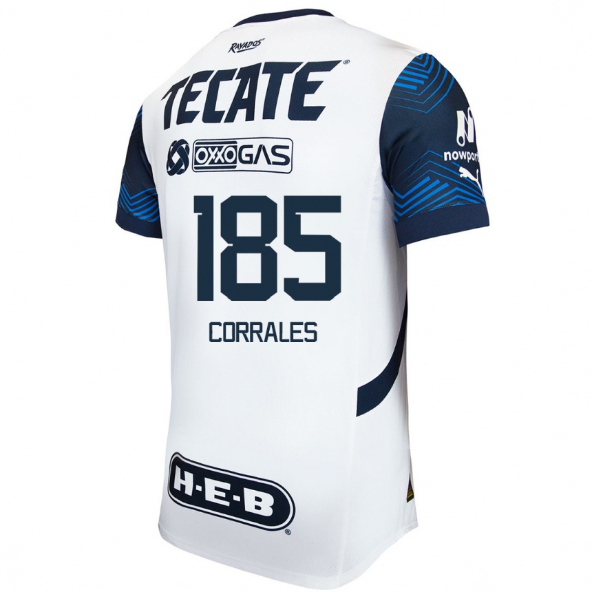 Men Football Ángel Corrales #185 White Blue Away Jersey 2024/25 T-Shirt Nz