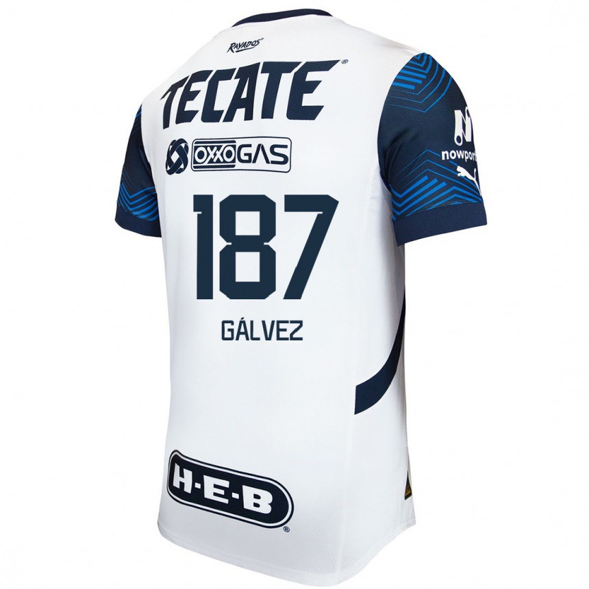 Men Football Omar Gálvez #187 White Blue Away Jersey 2024/25 T-Shirt Nz