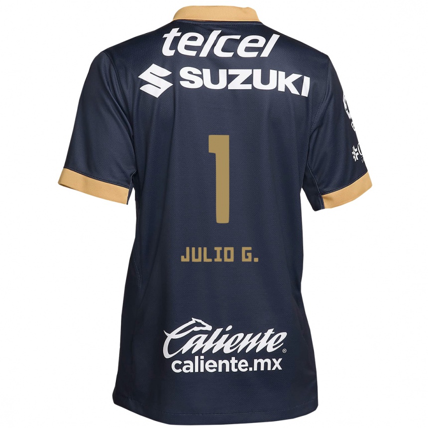 Men Football Julio González #1 Obsidian Gold White Away Jersey 2024/25 T-Shirt Nz