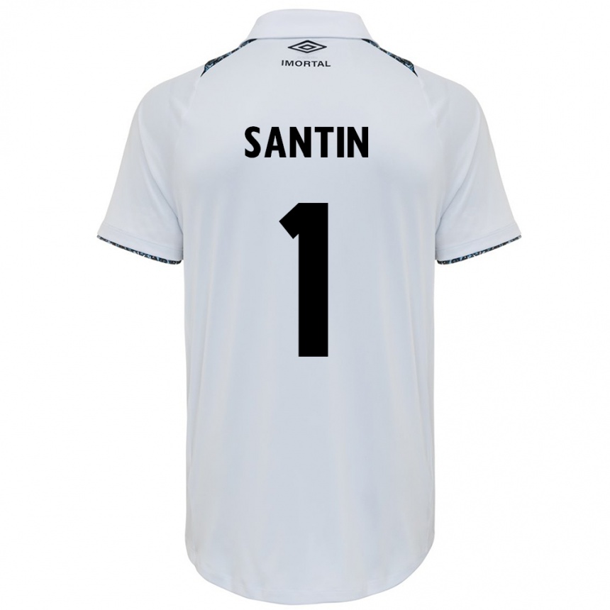 Men Football Duda Santin #1 White Blue Away Jersey 2024/25 T-Shirt Nz