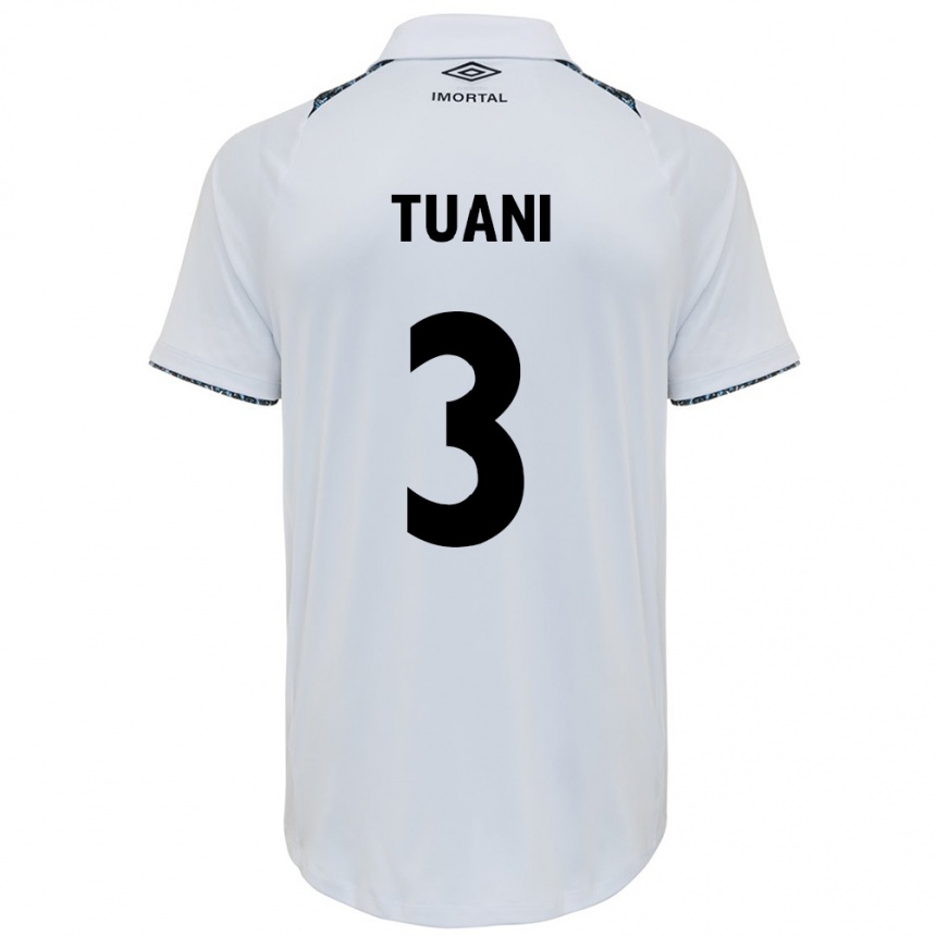 Men Football Tuani #3 White Blue Away Jersey 2024/25 T-Shirt Nz