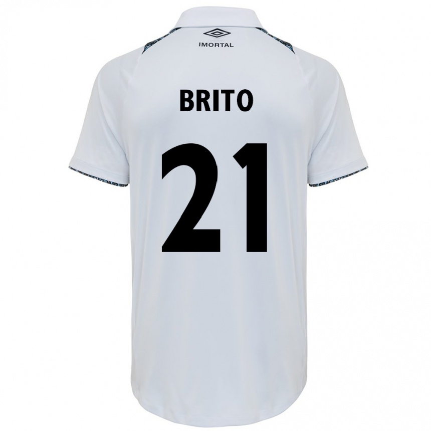 Men Football Brito #21 White Blue Away Jersey 2024/25 T-Shirt Nz