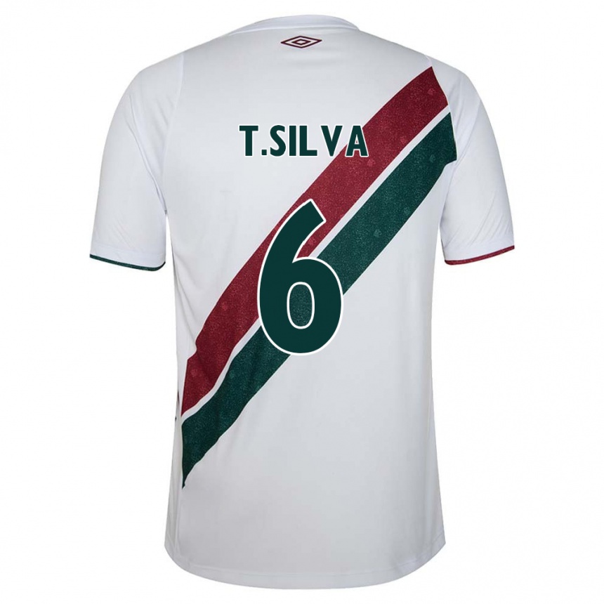 Men Football Thiago Silva #6 White Green Maroon Away Jersey 2024/25 T-Shirt Nz