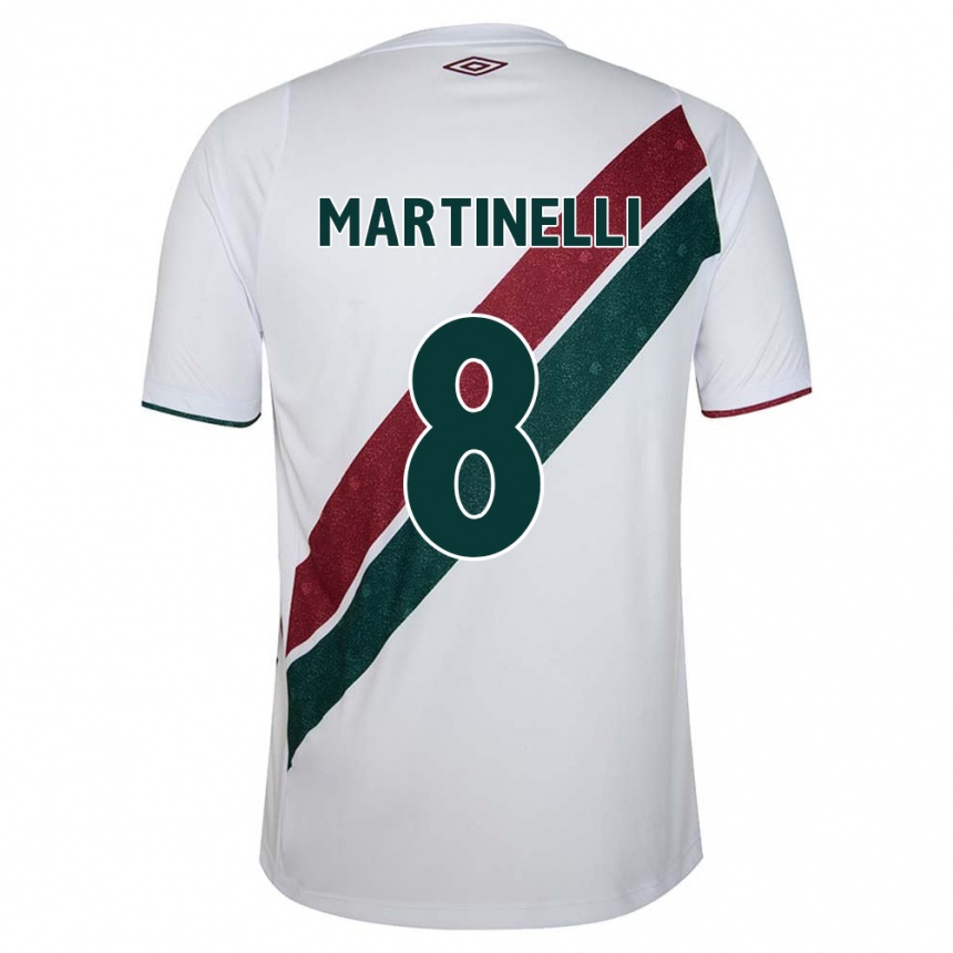 Men Football Martinelli #8 White Green Maroon Away Jersey 2024/25 T-Shirt Nz