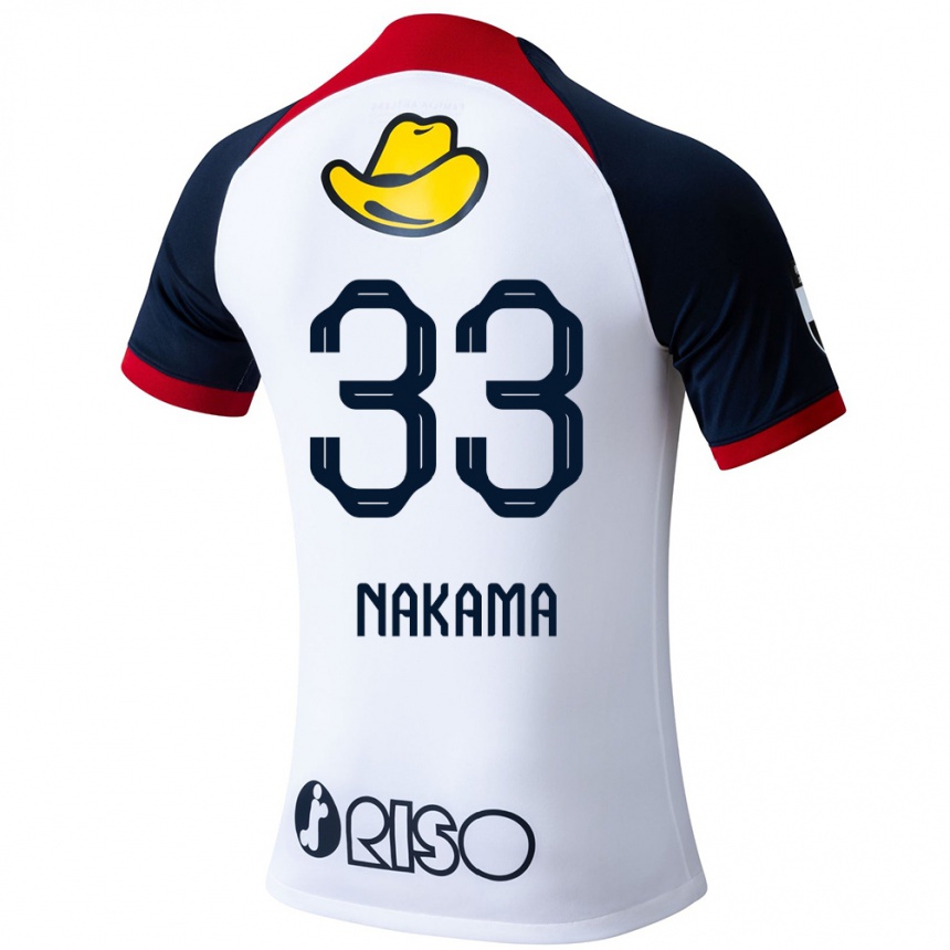 Men Football Hayato Nakama #33 White Blue Red Away Jersey 2024/25 T-Shirt Nz