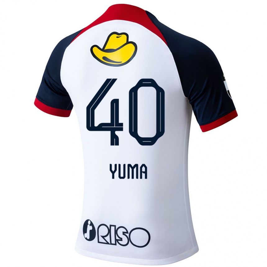 Men Football Yuma Suzuki #40 White Blue Red Away Jersey 2024/25 T-Shirt Nz