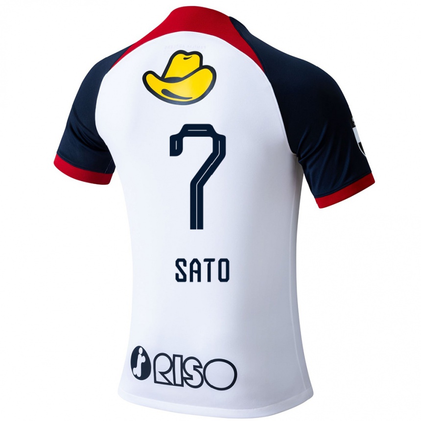 Men Football Mihiro Sato #7 White Blue Red Away Jersey 2024/25 T-Shirt Nz