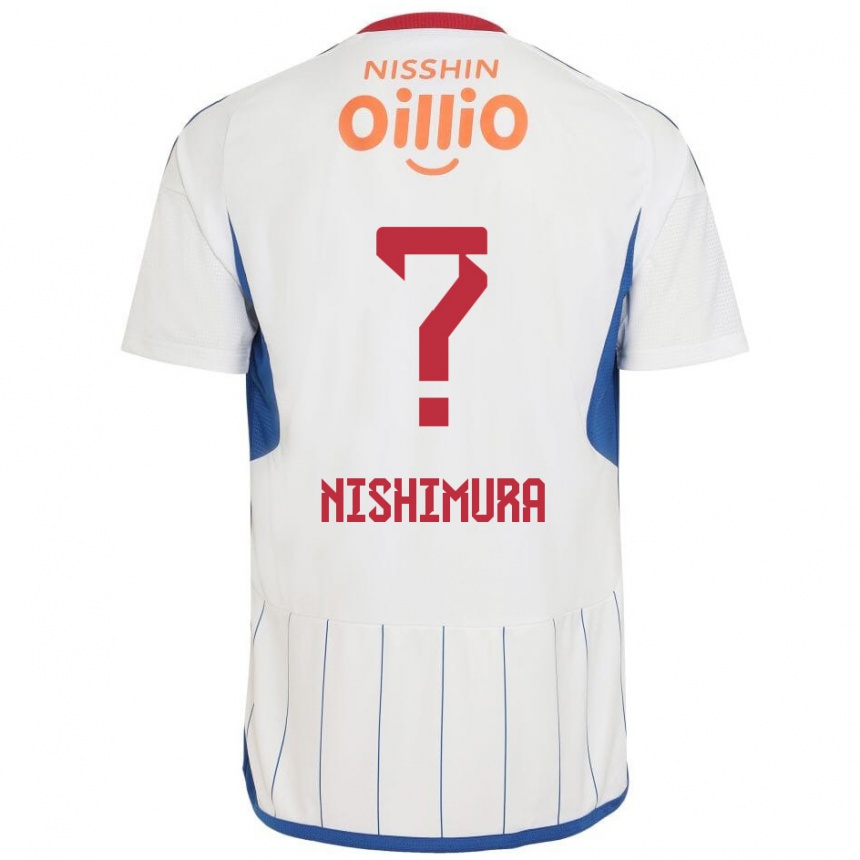 Men Football Takuma Nishimura #0 White Blue Red Away Jersey 2024/25 T-Shirt Nz