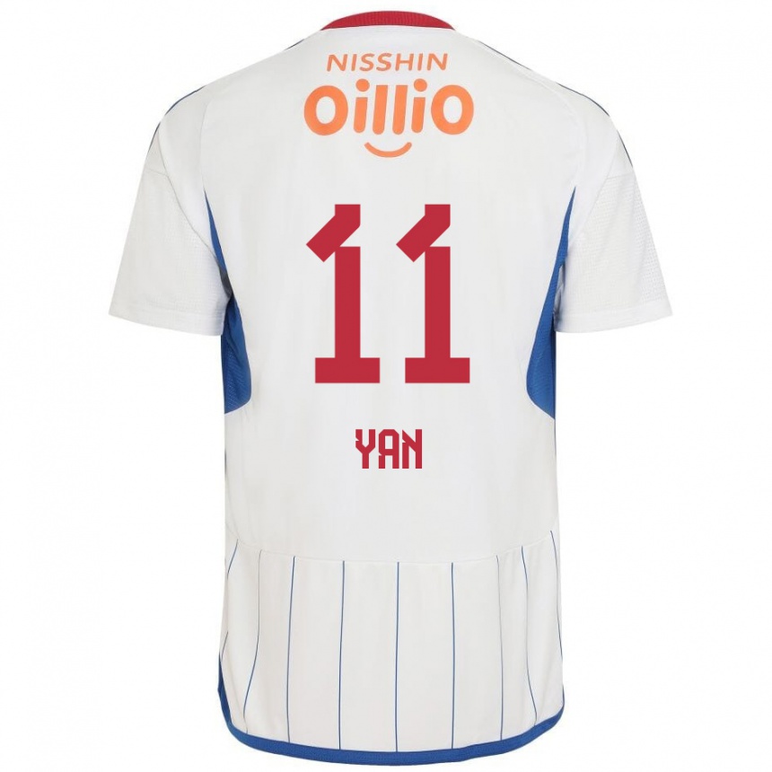 Men Football Yan #11 White Blue Red Away Jersey 2024/25 T-Shirt Nz