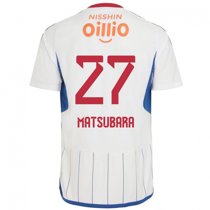 Men Football Ken Matsubara #27 White Blue Red Away Jersey 2024/25 T-Shirt Nz