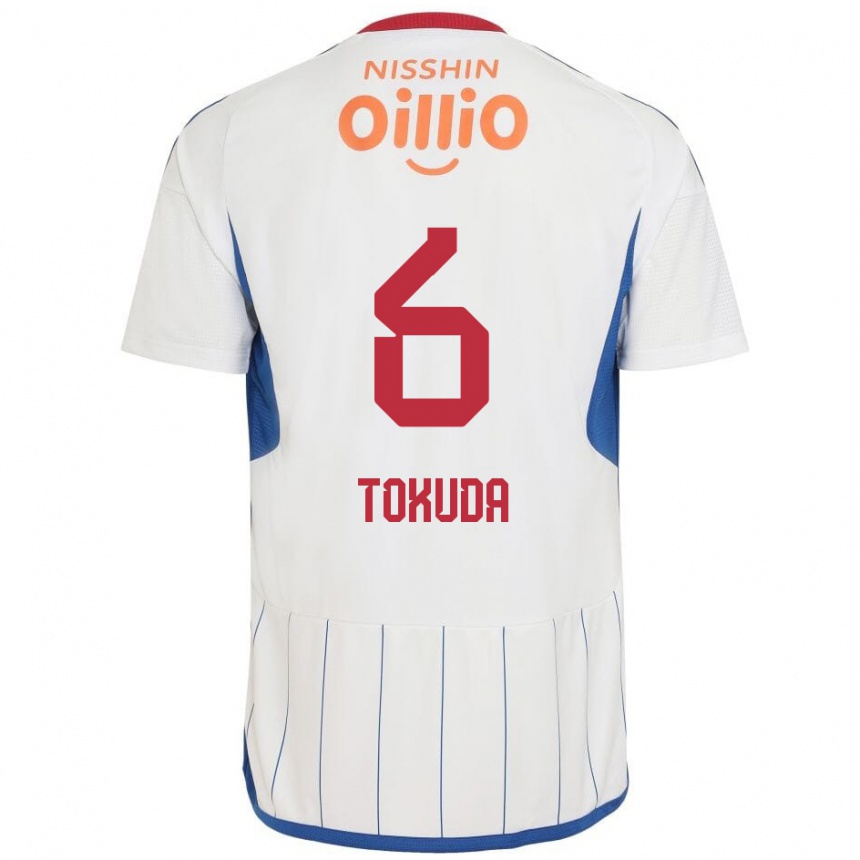 Men Football Yuma Tokuda #6 White Blue Red Away Jersey 2024/25 T-Shirt Nz