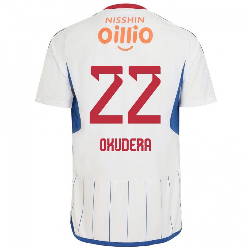 Men Football Minato Okudera #22 White Blue Red Away Jersey 2024/25 T-Shirt Nz