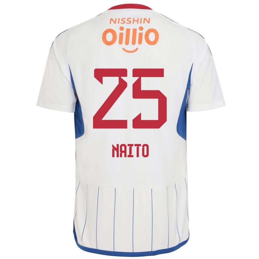 Men Football Kiyomu Naito #25 White Blue Red Away Jersey 2024/25 T-Shirt Nz