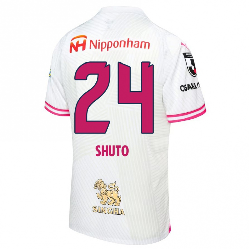 Men Football Nozomi Shuto #24 White Pink Away Jersey 2024/25 T-Shirt Nz