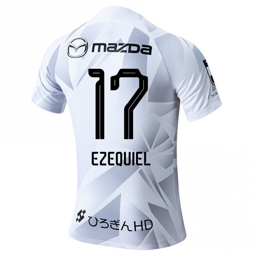 Men Football Ezequiel #17 White Grey Black Away Jersey 2024/25 T-Shirt Nz