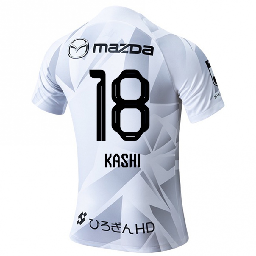 Men Football Yoshifumi Kashiwa #18 White Grey Black Away Jersey 2024/25 T-Shirt Nz