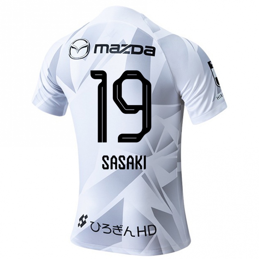 Men Football Sho Sasaki #19 White Grey Black Away Jersey 2024/25 T-Shirt Nz