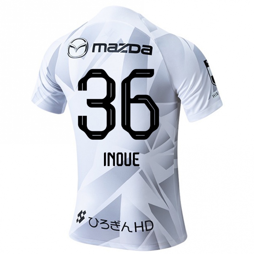 Men Football Aren Inoue #36 White Grey Black Away Jersey 2024/25 T-Shirt Nz