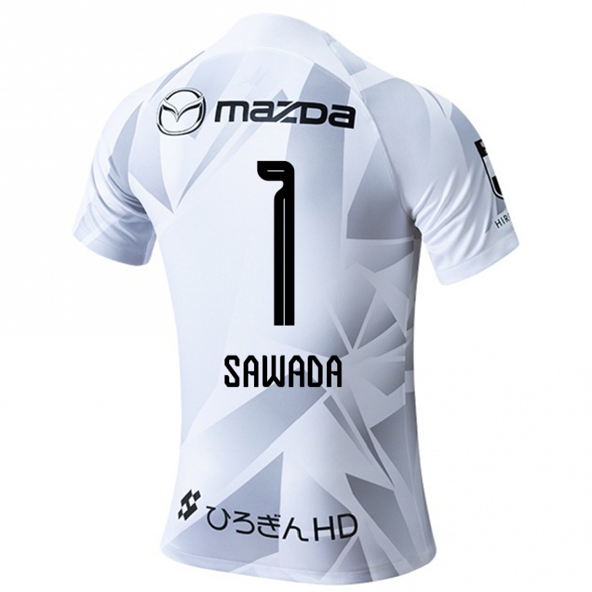 Men Football Shunsuke Sawada #1 White Grey Black Away Jersey 2024/25 T-Shirt Nz