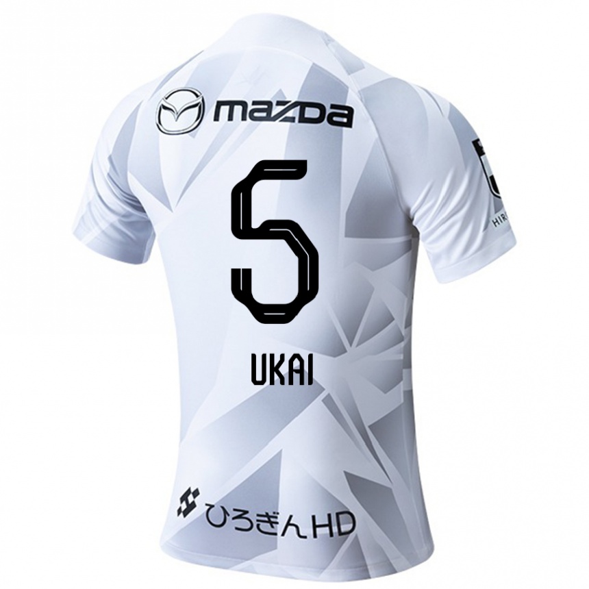 Men Football Hiroto Ukai #5 White Grey Black Away Jersey 2024/25 T-Shirt Nz