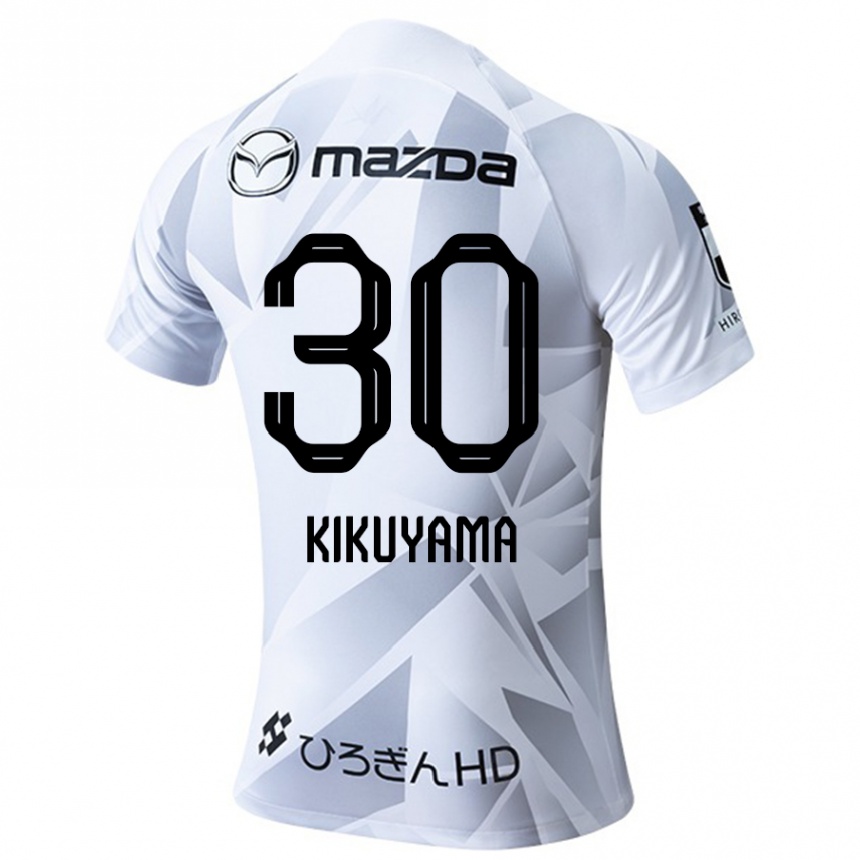 Men Football Rio Kikuyama #30 White Grey Black Away Jersey 2024/25 T-Shirt Nz