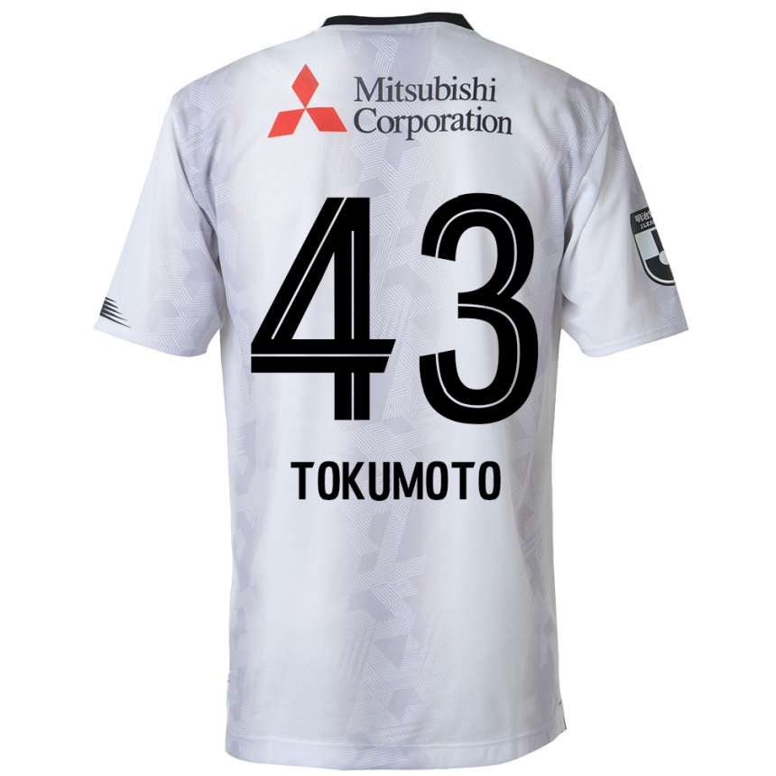 Men Football Shuhei Tokumoto #43 White Black Away Jersey 2024/25 T-Shirt Nz