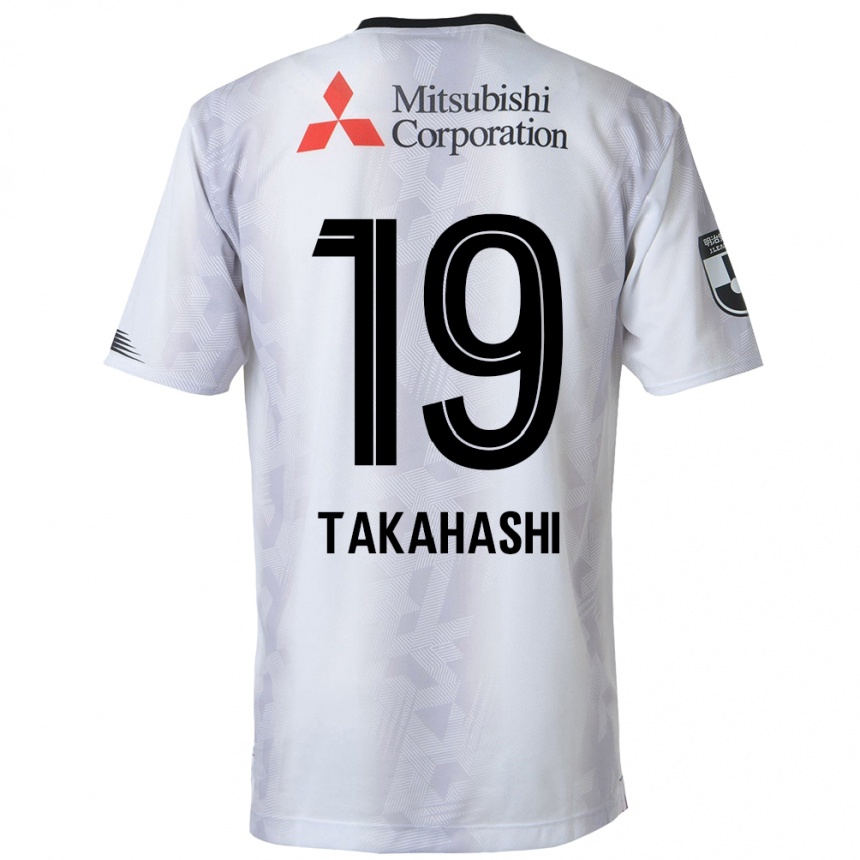 Men Football Yuya Takahashi #19 White Black Away Jersey 2024/25 T-Shirt Nz