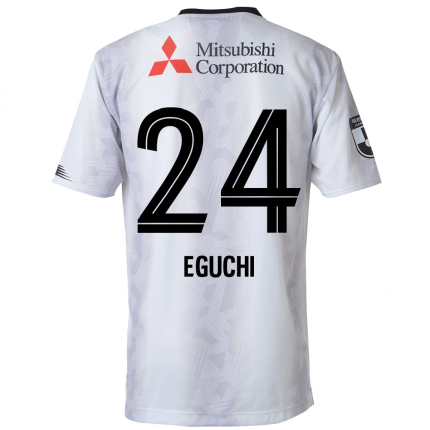 Men Football Kaito Eguchi #24 White Black Away Jersey 2024/25 T-Shirt Nz