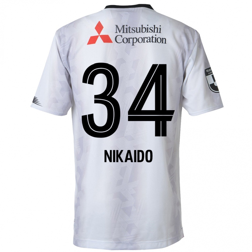 Men Football Rintaro Nikaido #34 White Black Away Jersey 2024/25 T-Shirt Nz