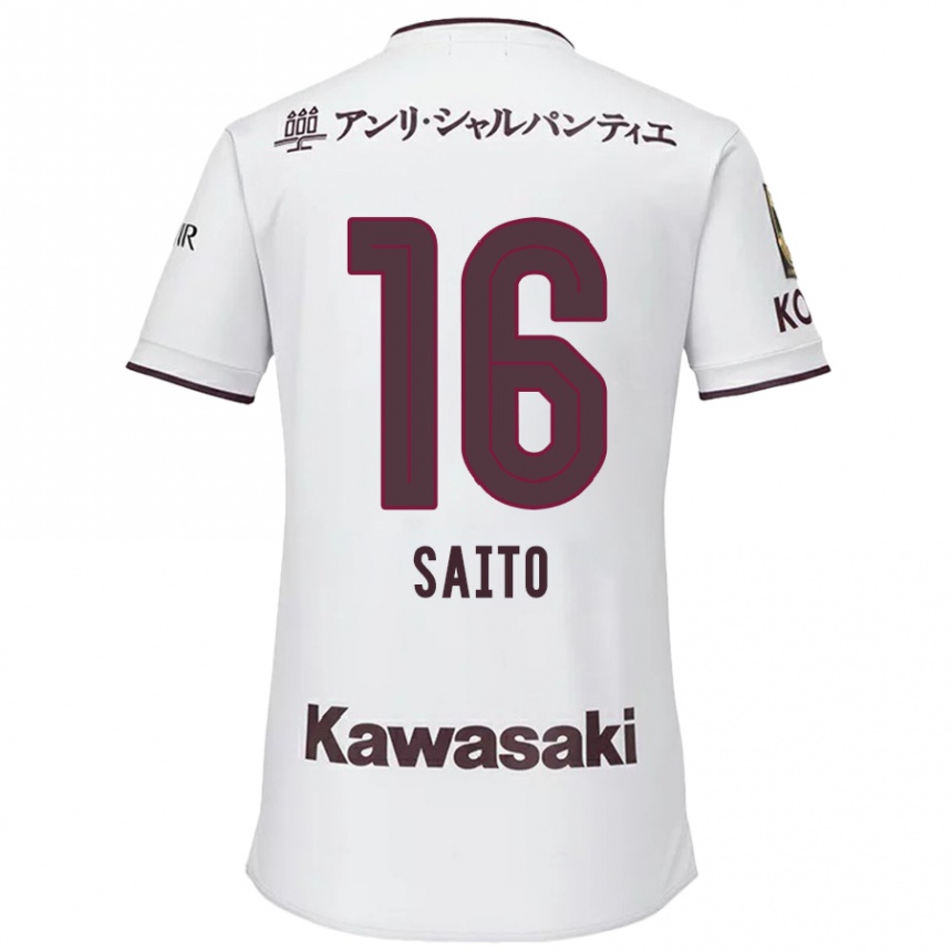 Men Football Mitsuki Saito #16 White Red Away Jersey 2024/25 T-Shirt Nz