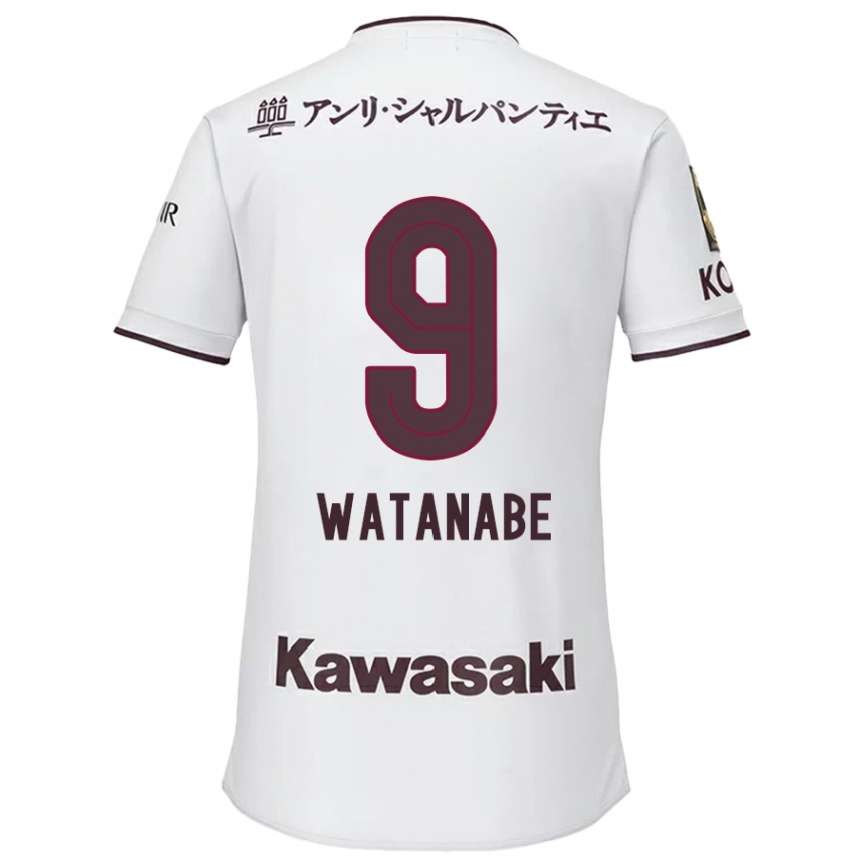 Men Football Hayato Watanabe #9 White Red Away Jersey 2024/25 T-Shirt Nz