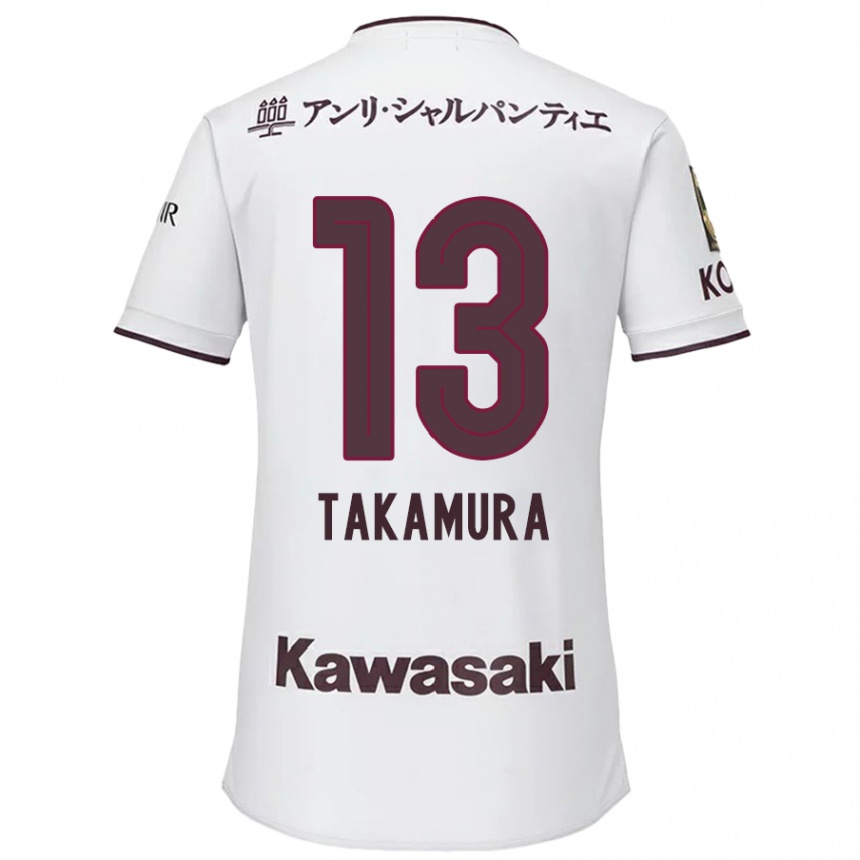 Men Football Tokiya Takamura #13 White Red Away Jersey 2024/25 T-Shirt Nz