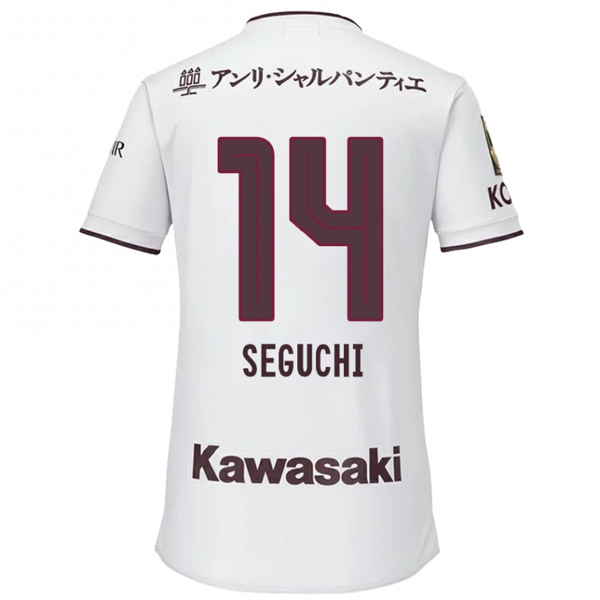 Men Football Taiga Seguchi #14 White Red Away Jersey 2024/25 T-Shirt Nz