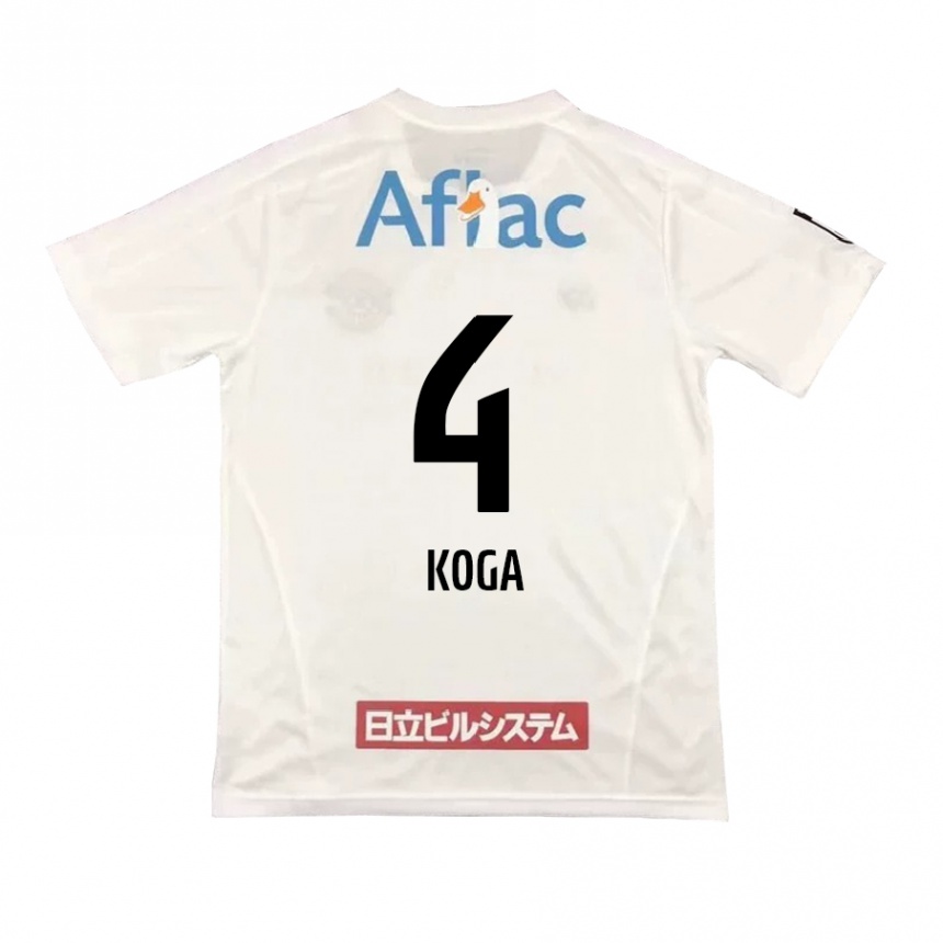 Men Football Taiyo Koga #4 White Black Away Jersey 2024/25 T-Shirt Nz