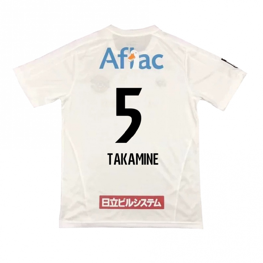 Men Football Tomoki Takamine #5 White Black Away Jersey 2024/25 T-Shirt Nz