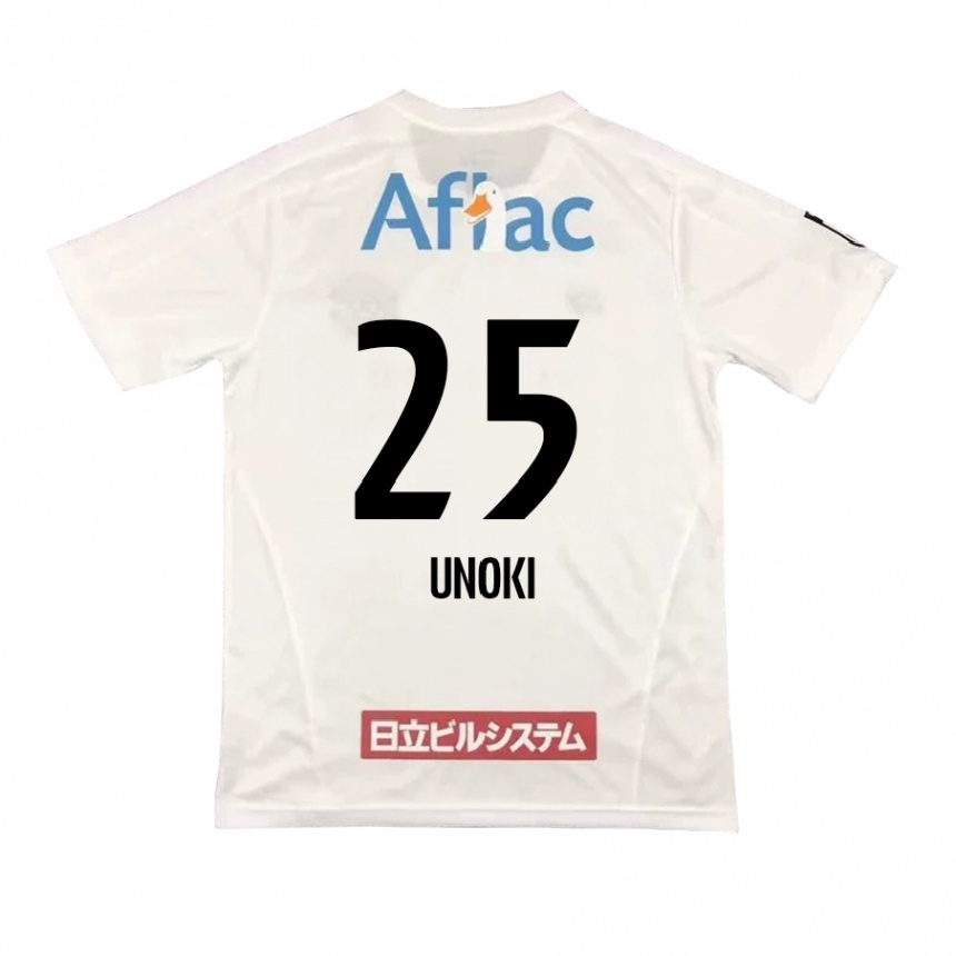 Men Football Fumiya Unoki #25 White Black Away Jersey 2024/25 T-Shirt Nz