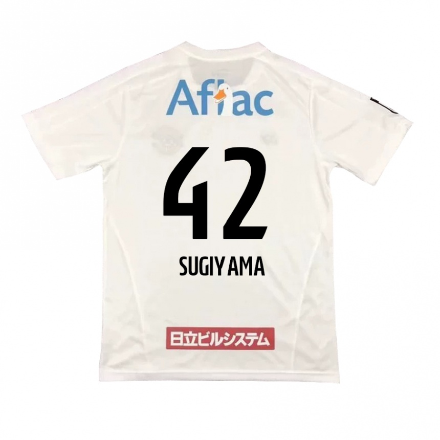 Men Football Shunnosuke Sugiyama #42 White Black Away Jersey 2024/25 T-Shirt Nz