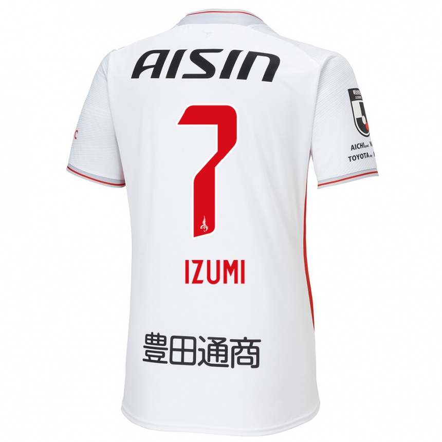 Men Football Ryuji Izumi #7 White Yellow Red Away Jersey 2024/25 T-Shirt Nz