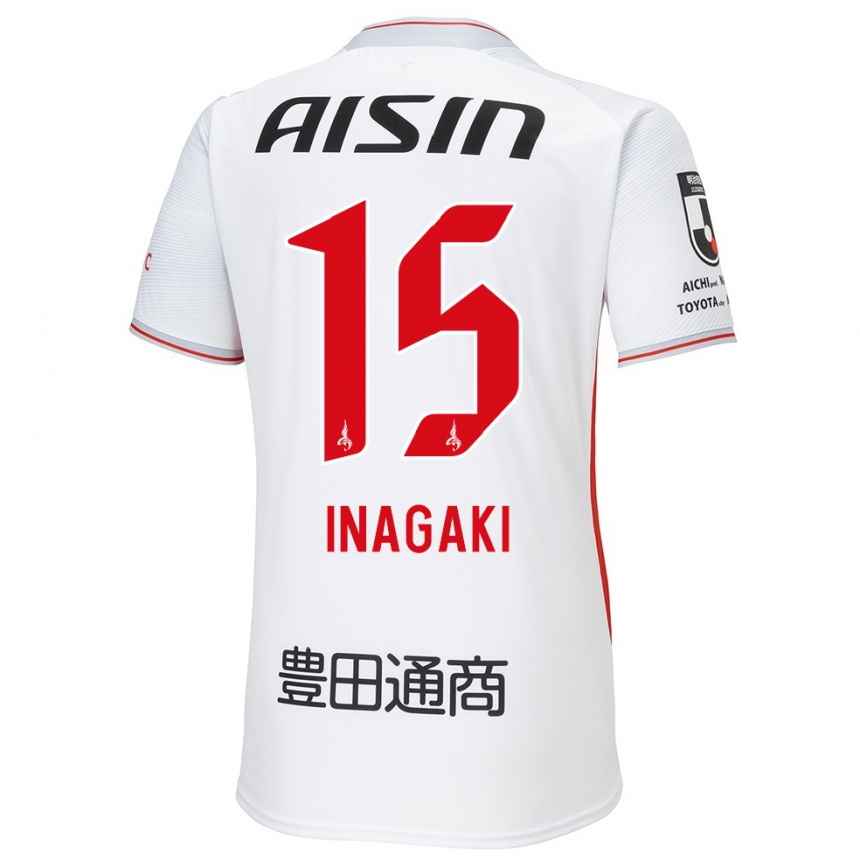 Men Football Sho Inagaki #15 White Yellow Red Away Jersey 2024/25 T-Shirt Nz