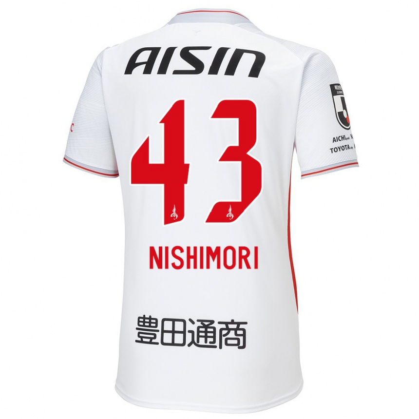 Men Football Yuto Nishimori #43 White Yellow Red Away Jersey 2024/25 T-Shirt Nz