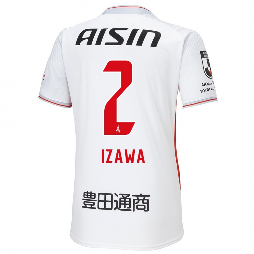 Men Football Shuto Izawa #2 White Yellow Red Away Jersey 2024/25 T-Shirt Nz