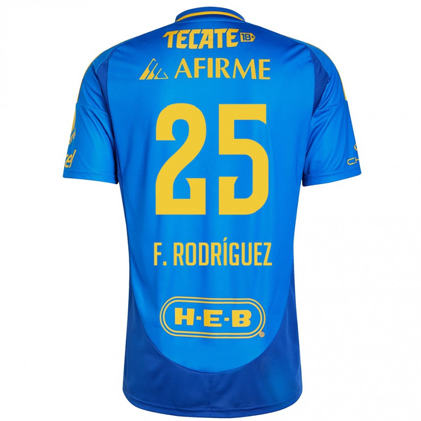 Men Football Felipe Rodríguez #25 Blue Yellow Away Jersey 2024/25 T-Shirt Nz