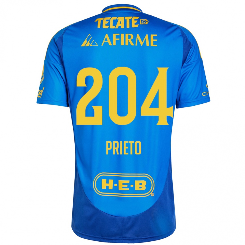 Men Football Leonel Prieto #204 Blue Yellow Away Jersey 2024/25 T-Shirt Nz