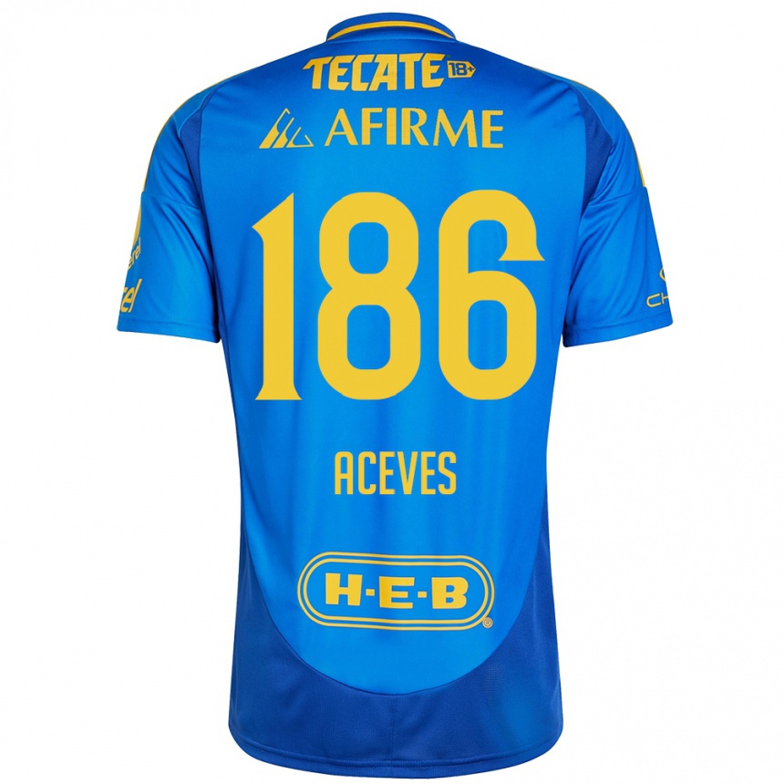 Men Football Israel Aceves #186 Blue Yellow Away Jersey 2024/25 T-Shirt Nz