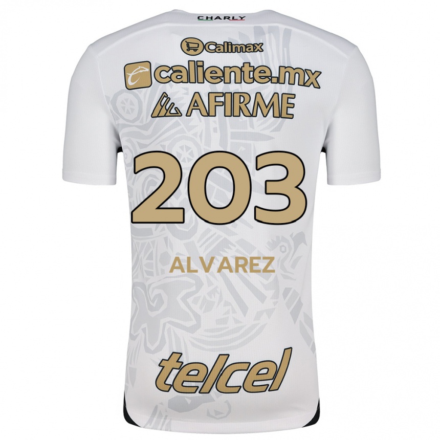 Men Football Jaime Álvarez #203 White Black Away Jersey 2024/25 T-Shirt Nz