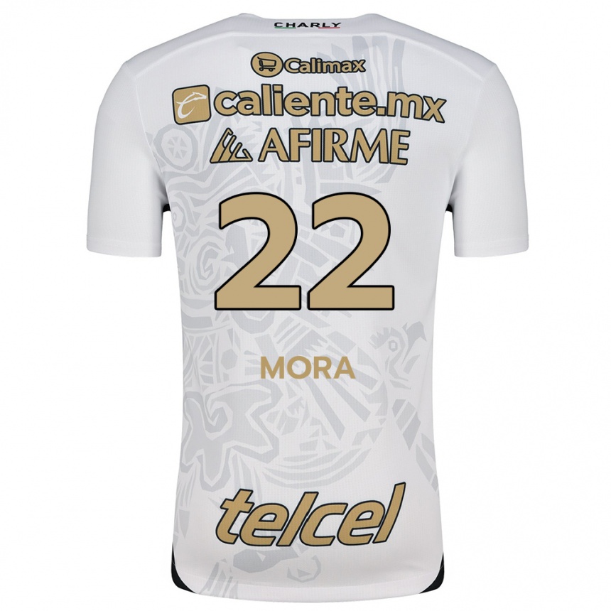 Men Football Bianca Mora #22 White Black Away Jersey 2024/25 T-Shirt Nz