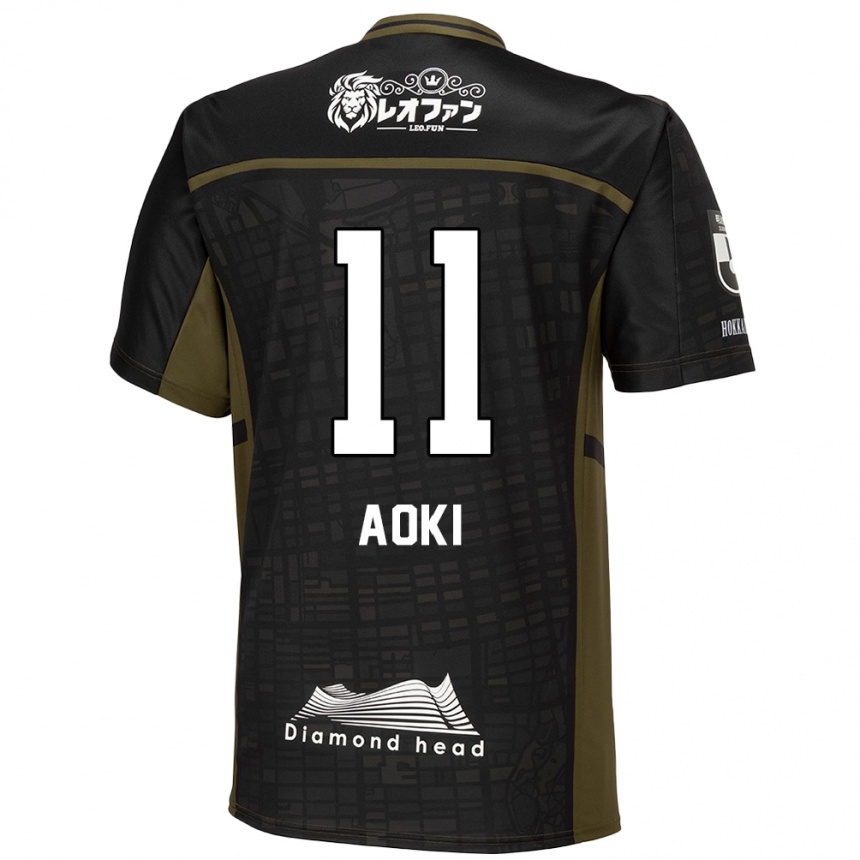 Men Football Ryota Aoki #11 Black Green Away Jersey 2024/25 T-Shirt Nz