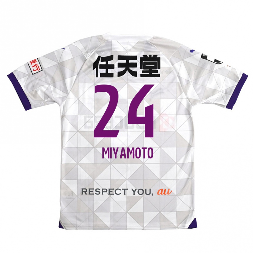 Men Football Yuta Miyamoto #24 White Purple Away Jersey 2024/25 T-Shirt Nz